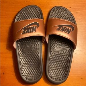 Rose Gold Nike Slides